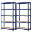 5-Tier Shelving Units Set of 2 - Power-Coated Steel Frame and MDF