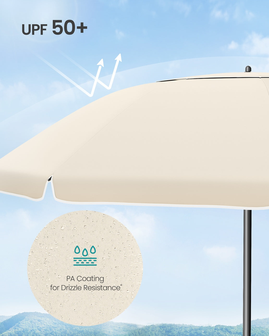 Garden Parasol - Metal Pole and Fibreglass Ribs