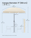 Garden Parasol - Metal Pole and Fibreglass Ribs