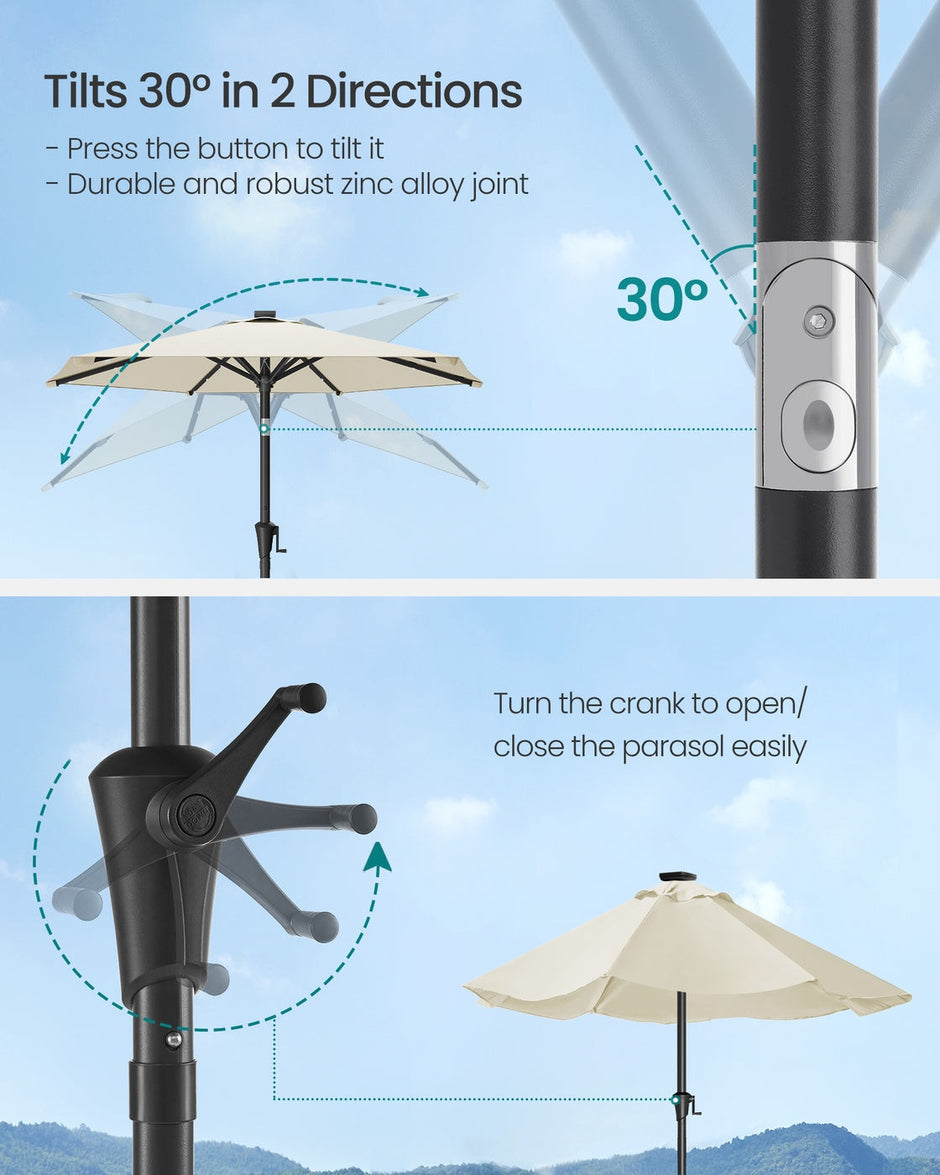 Garden Parasol Umbrella - Steel Frame and Polyester
