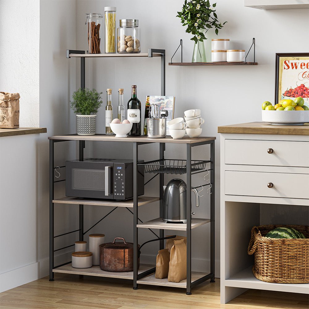 Kökskåp - Bakery Rack - Mikrovågshylla med örtställ - Vintage Gray/Black