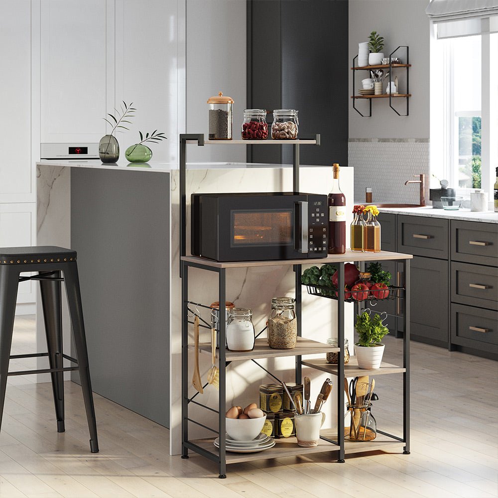 Kökskåp - Bakery Rack - Mikrovågshylla med örtställ - Vintage Gray/Black