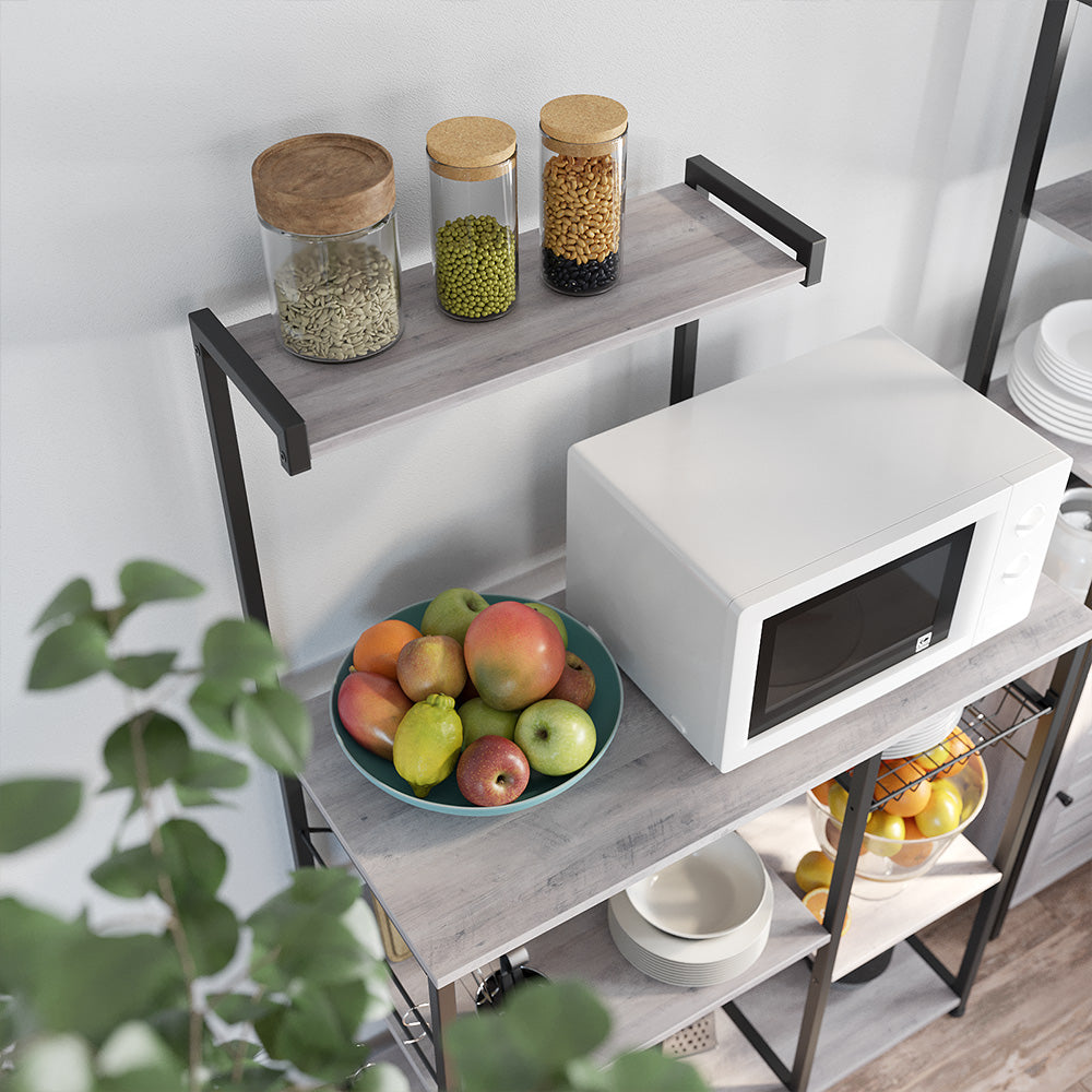 Kökskåp - Bakery Rack - Mikrovågshylla med örtställ - Vintage Gray/Black