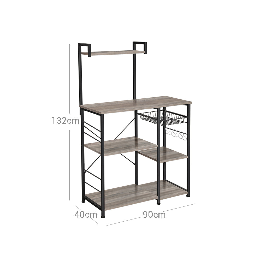 Kökskåp - Bakery Rack - Mikrovågshylla med örtställ - Vintage Gray/Black