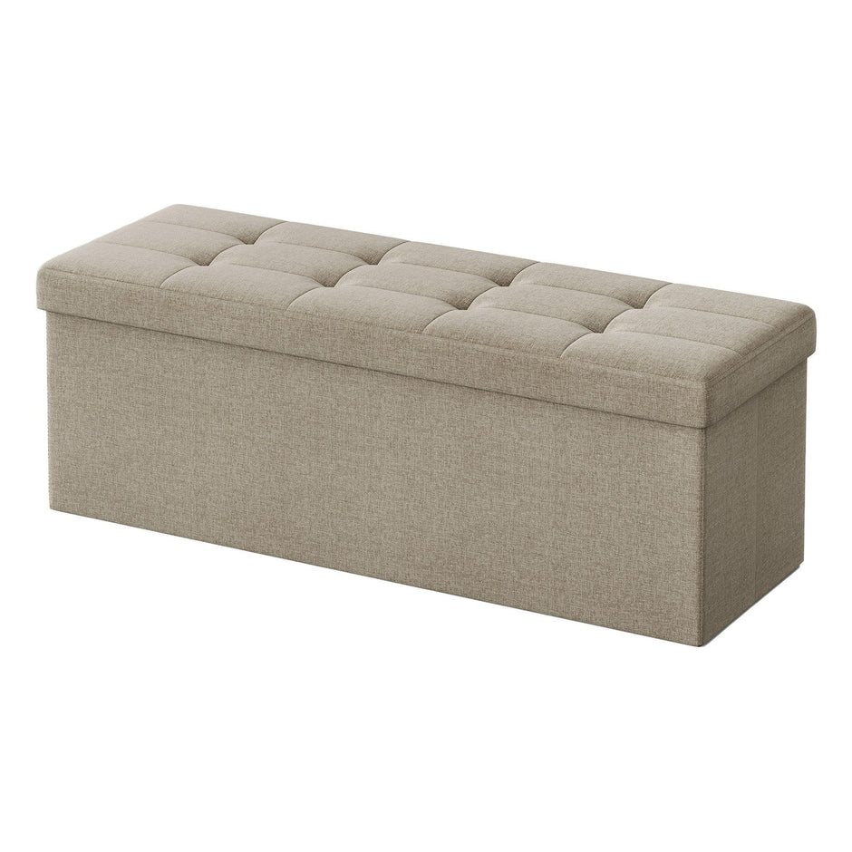 Storage Ottoman Bench - MDF and Linen-Look Fabric