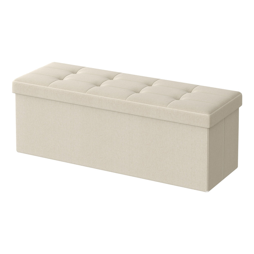 Storage Ottoman Bench - MDF and Linen-Look Fabric