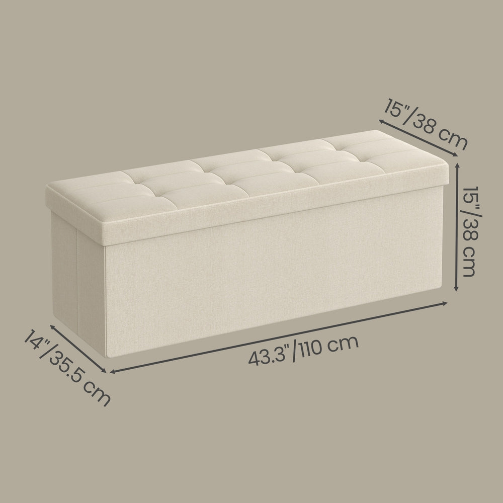 Storage Ottoman Bench - MDF and Linen-Look Fabric