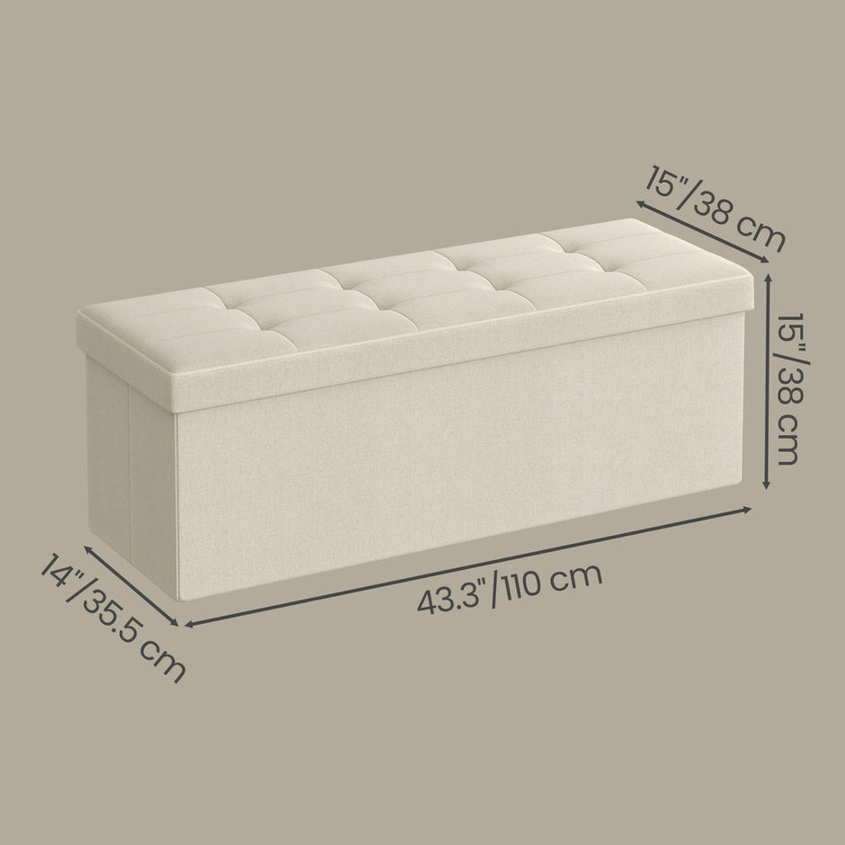 Storage Ottoman Bench - MDF and Linen-Look Fabric
