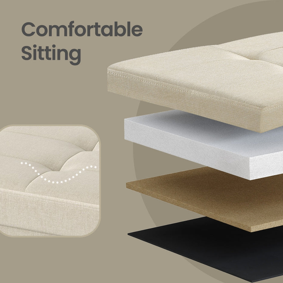 Storage Ottoman Bench - MDF and Linen-Look Fabric