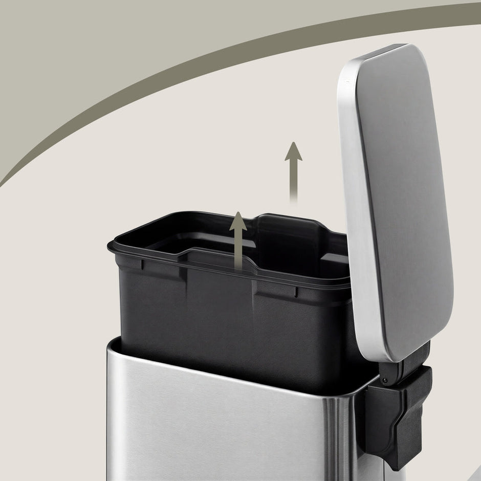 Pedal Trash Can - Steel Bin and Plastic Inner Bucket