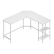 L-Shaped Writing Desk, 2 Storage Shelves - Wood and Steel