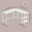 L-Shaped Writing Desk, 2 Storage Shelves - Wood and Steel
