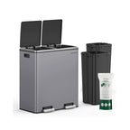 Skräp - med pedal - 2 fack - avtagbara inre hinkar - svart