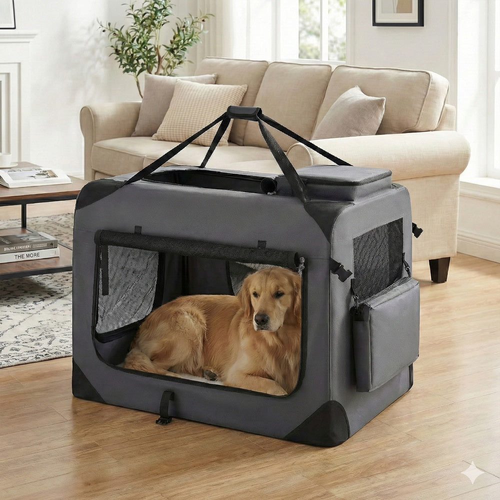 Collapsible Dog Crate - Metal Frame and PVC Coating