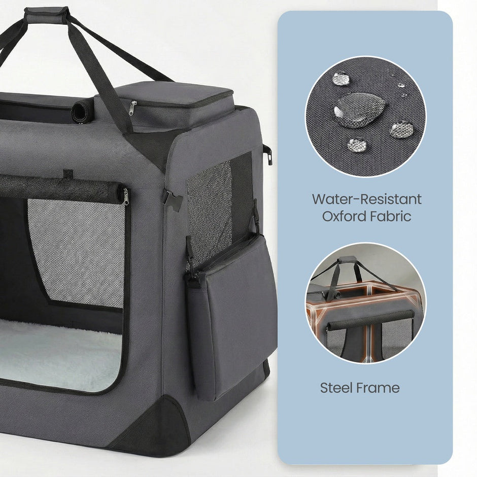 Collapsible Dog Crate - Metal Frame and PVC Coating