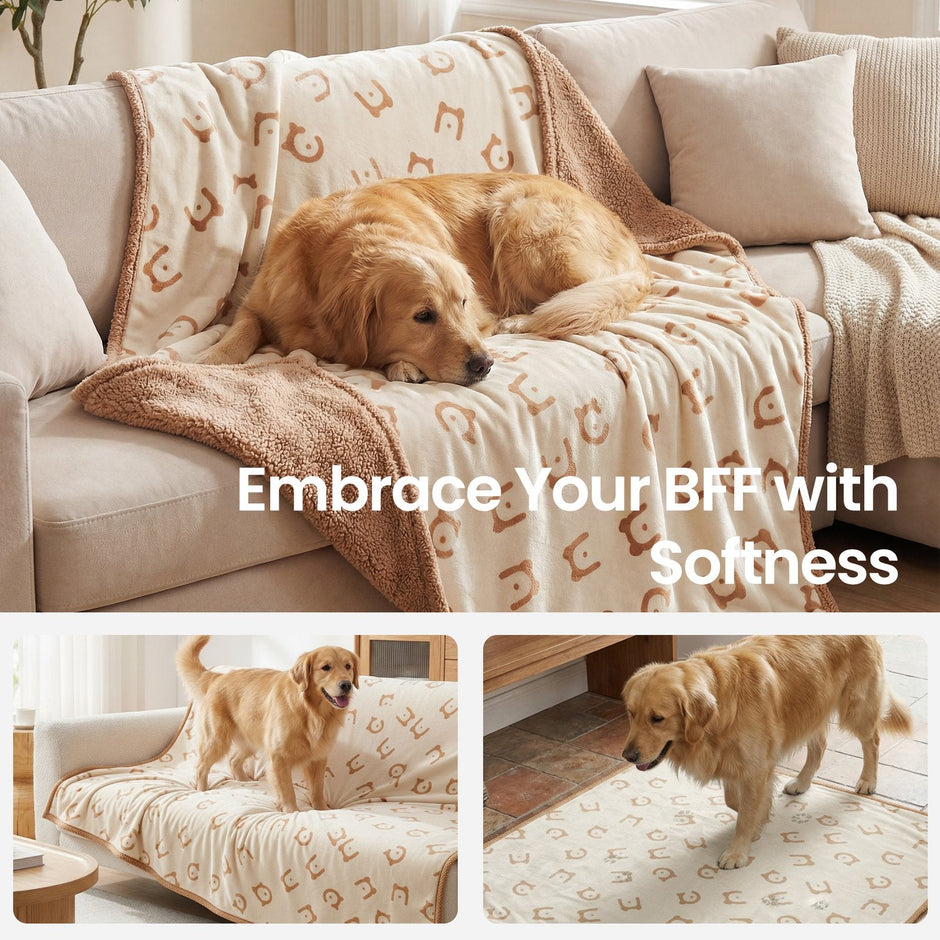 Waterproof Dog Blanket - Sherpa Fabric and TPU Film