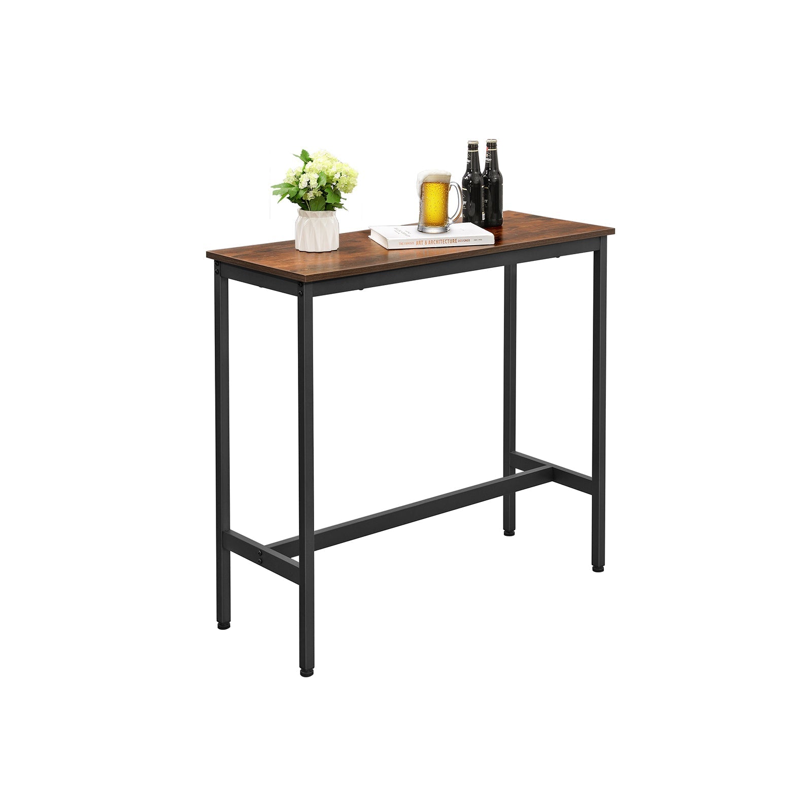Barbord - smalt köksbord - 120 x 40 x 100 cm - rektangulär - brun/svart
