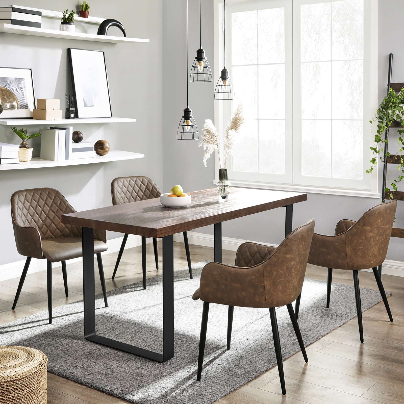 Matsalsstol – Ergonomisk design – Sammetssits – Brun