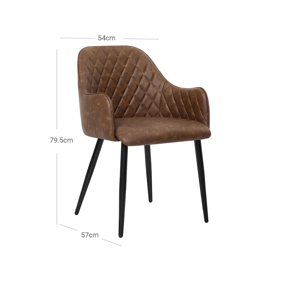 Matsalsstol – Ergonomisk design – Sammetssits – Brun