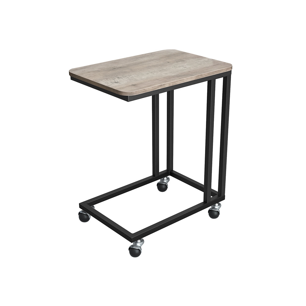 Sidobord-c-form på hjul-eBony svart