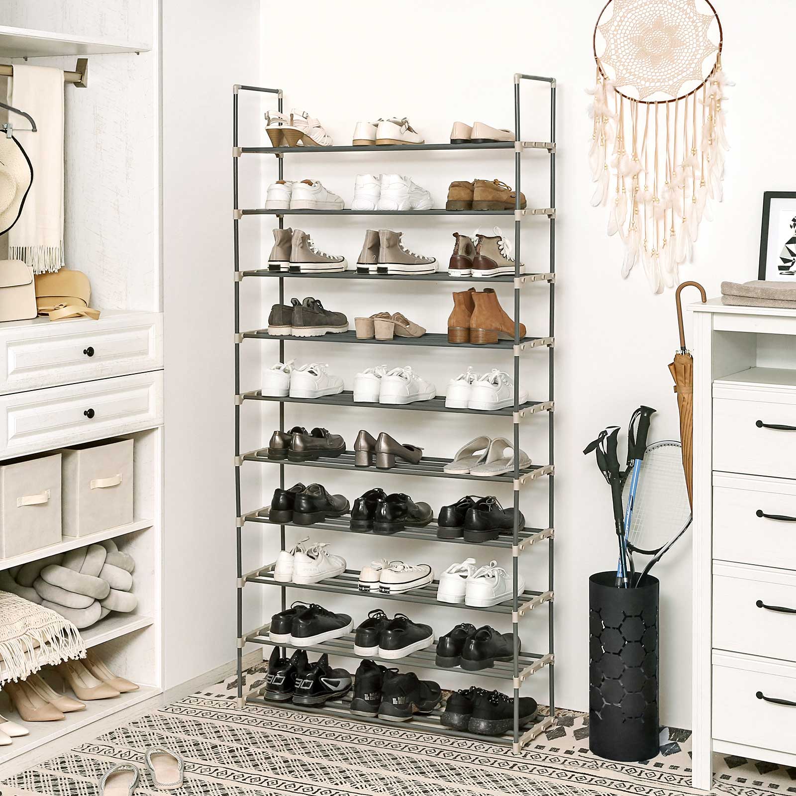 Skoställ – Utrymmesbesparande design – Trä – Brun