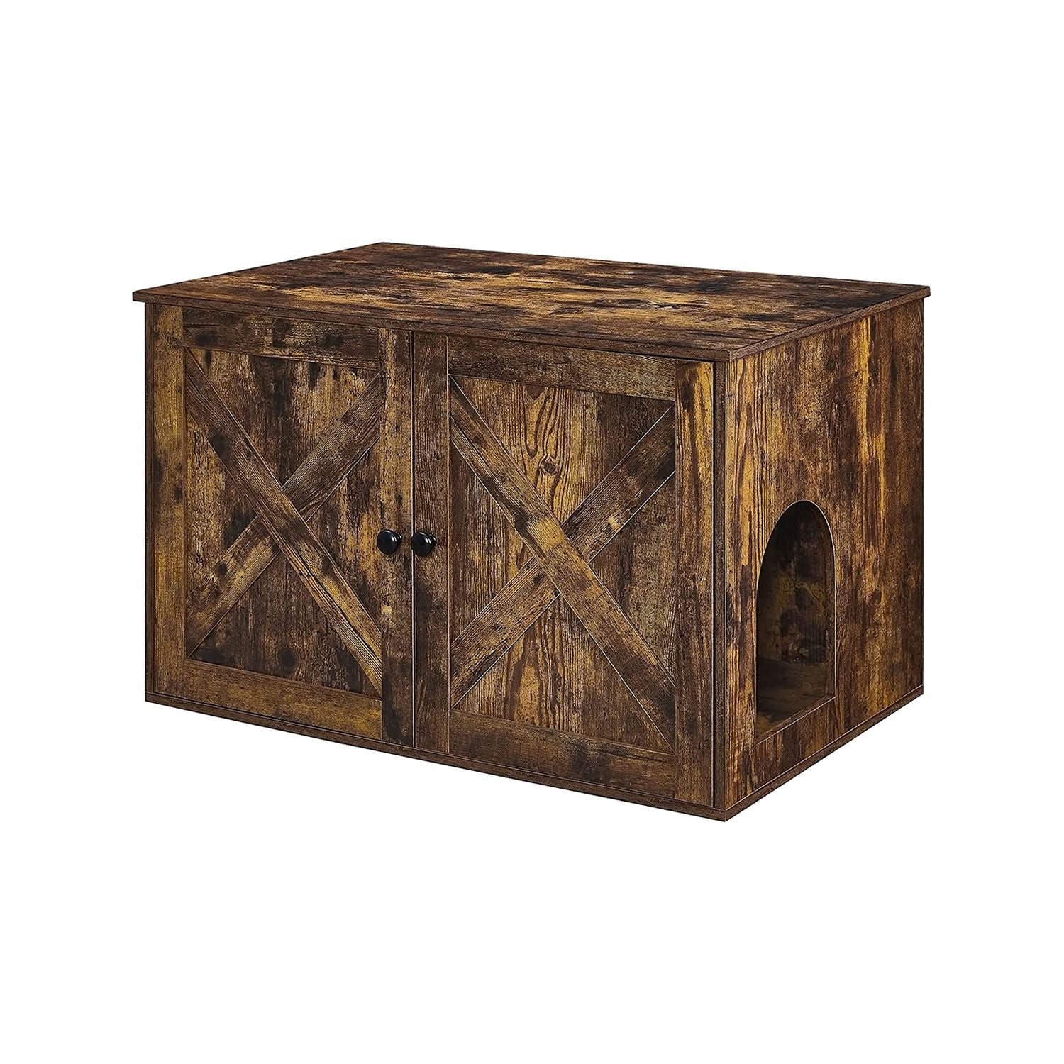 Kattfackmöbler - katthus med dörrar - vintage brun / svart