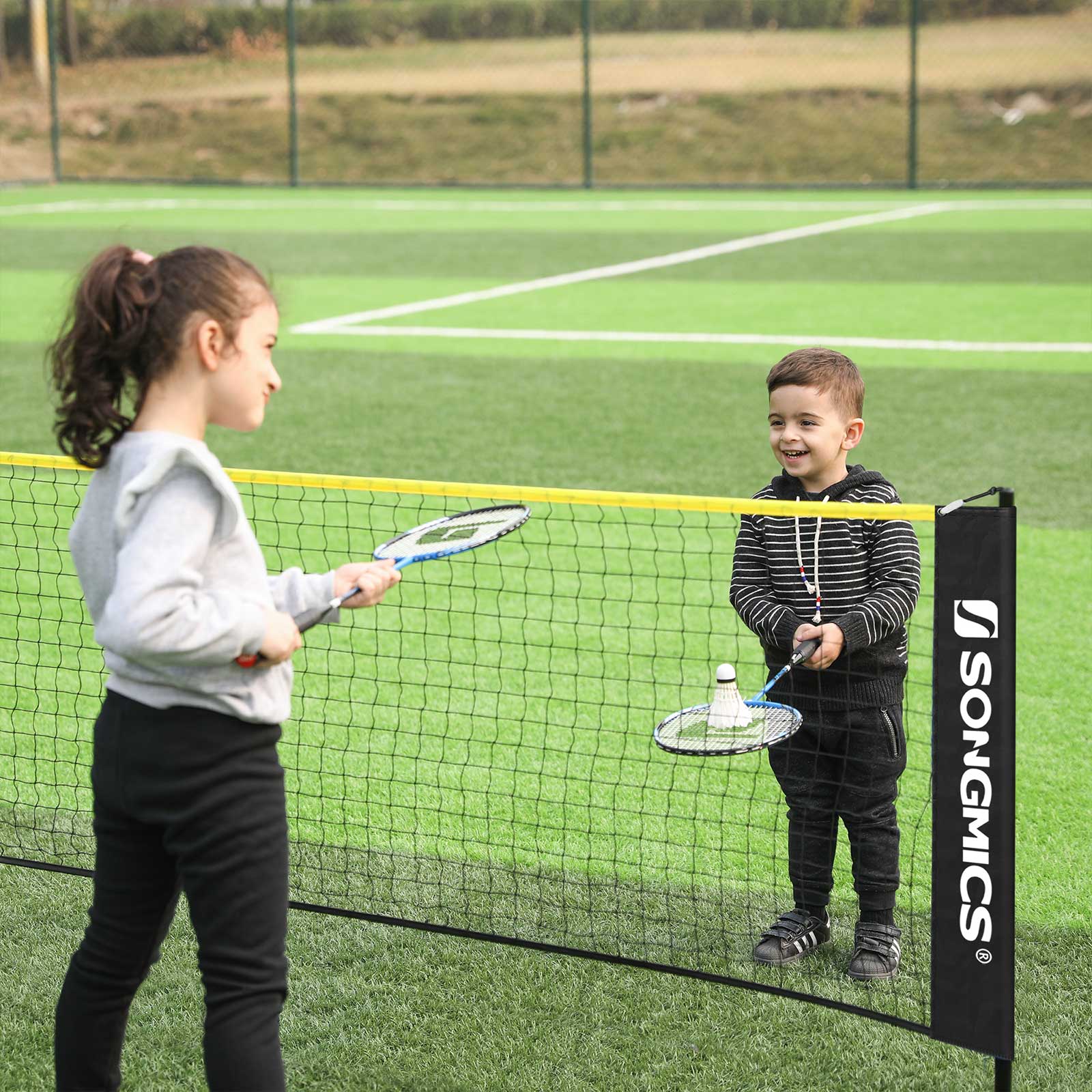 Badmintonnet - Justerbart tennisnätverk - inklusive standard- och bärväska - gul/svart