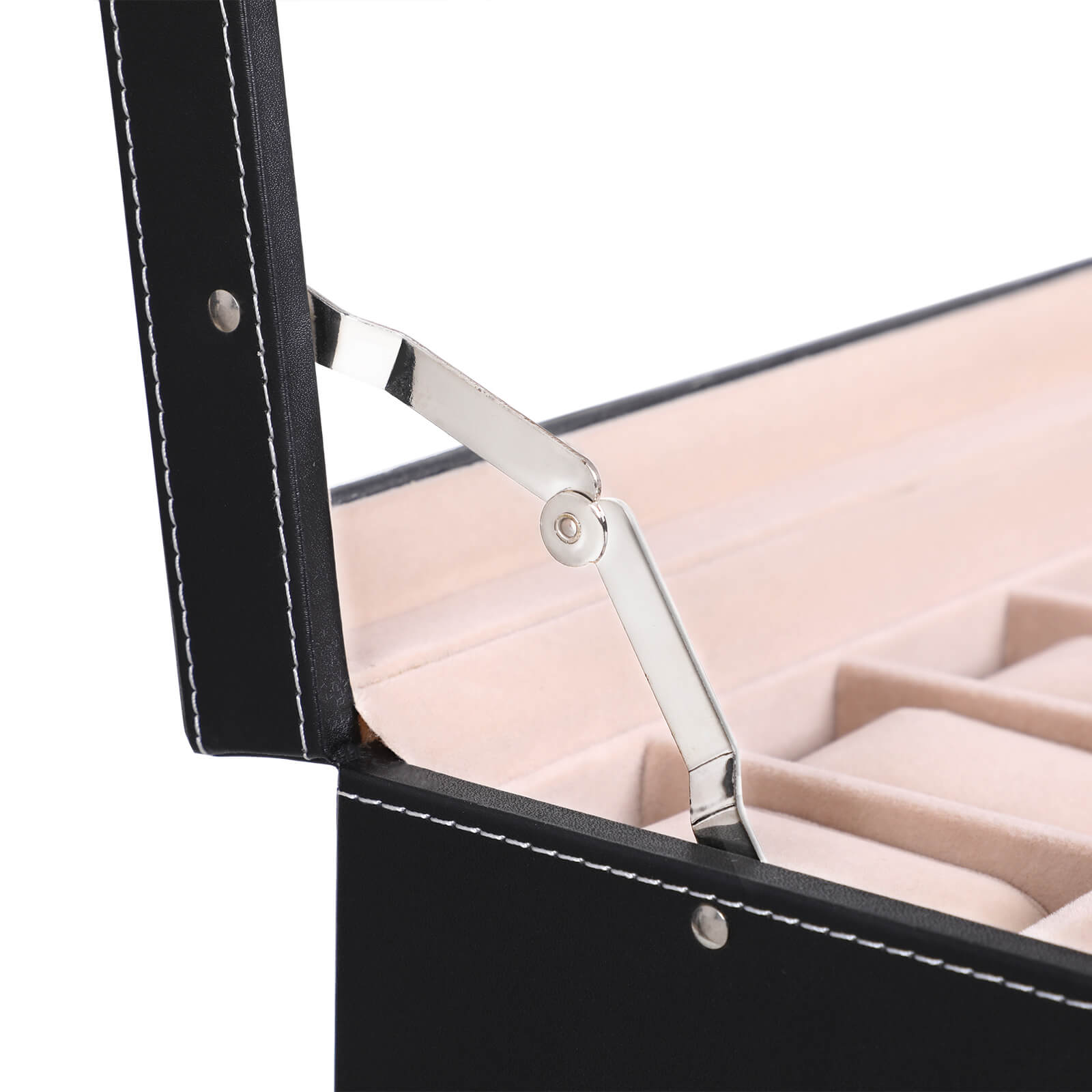 Watchbox - med låda - 12 klockor - smyckesbox - glaslock - svart