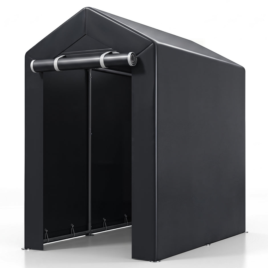 Utrustningsförrådstält – med upprullbar dragkedjedörr och metalljordspett, – 6 150 x 92 x 150 cm