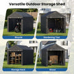 Utrustningsskåp – garageförrådstält med upprullbar dragkedjedörr och metallpluggor, – / 6 220 x 160 x 174 cm