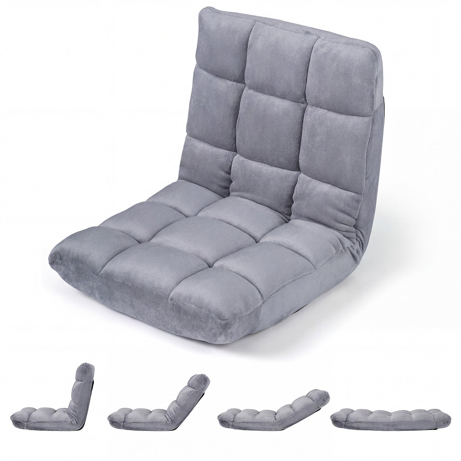 Vikbar – golvstol, med justerbar rygg och högdensitetsskum, – 66,5 x 53 x 53 cm