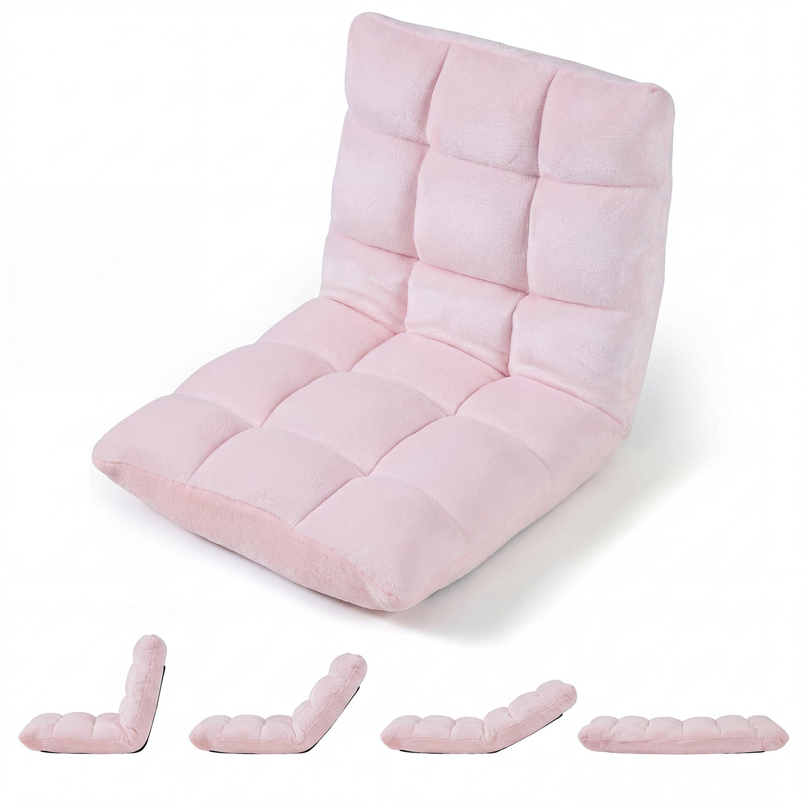 Vikbar – golvstol, med justerbar rygg och högdensitetsskum, – 66,5 x 53 x 53 cm