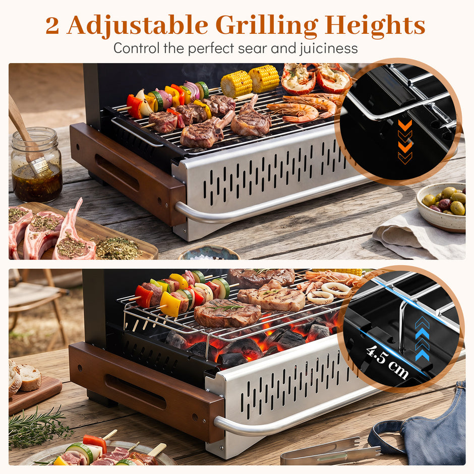 Vikbar – utomhusgrill, portabel kolgrill av metall för camping, – 62 x 43,5 x 41,5 cm