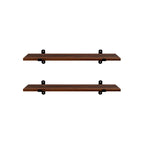Vägghyllor - uppsättning av 2 - flytande plankor - industriell design - brun/svart