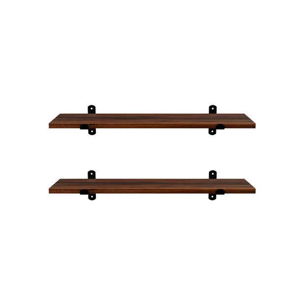 Vägghyllor – Set om 2 – Flytande – Brun/Svart