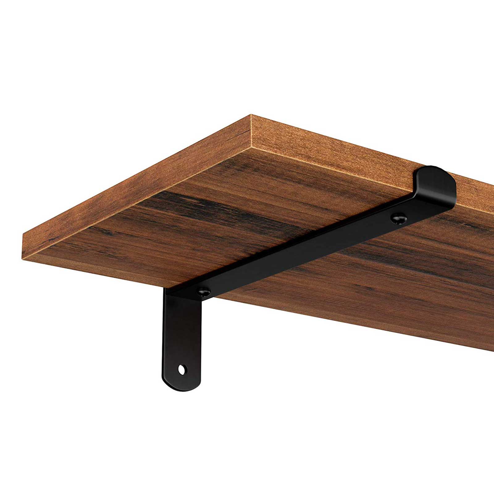 Vägghyllor - uppsättning av 2 - flytande plankor - industriell design - brun/svart