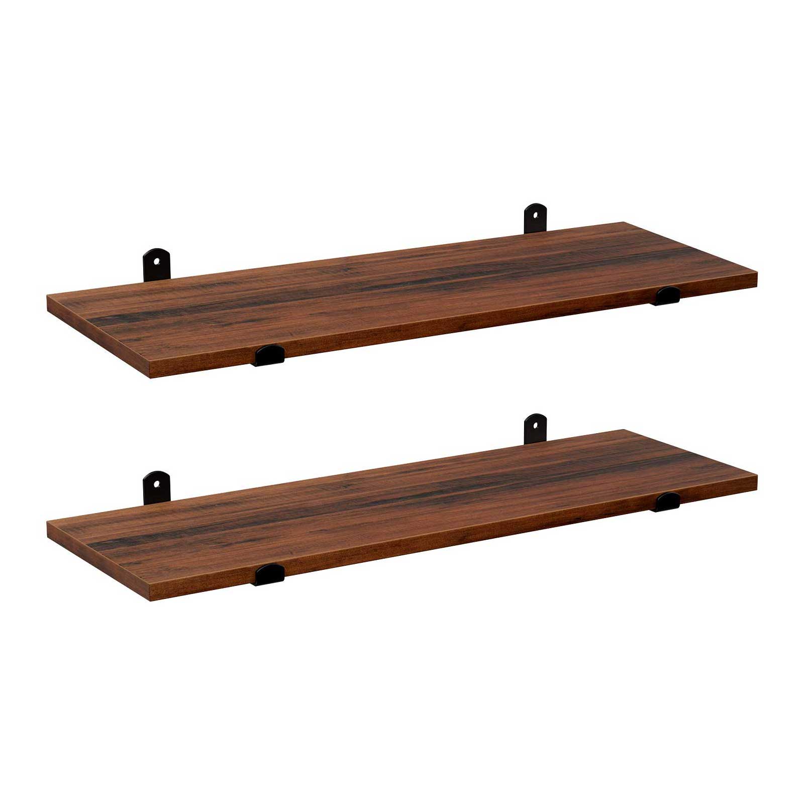 Vägghyllor - uppsättning av 2 - flytande plankor - industriell design - brun/svart