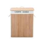 Tvättkorg - Bambu tvättkorg - 100 L - 2 fack - brunt