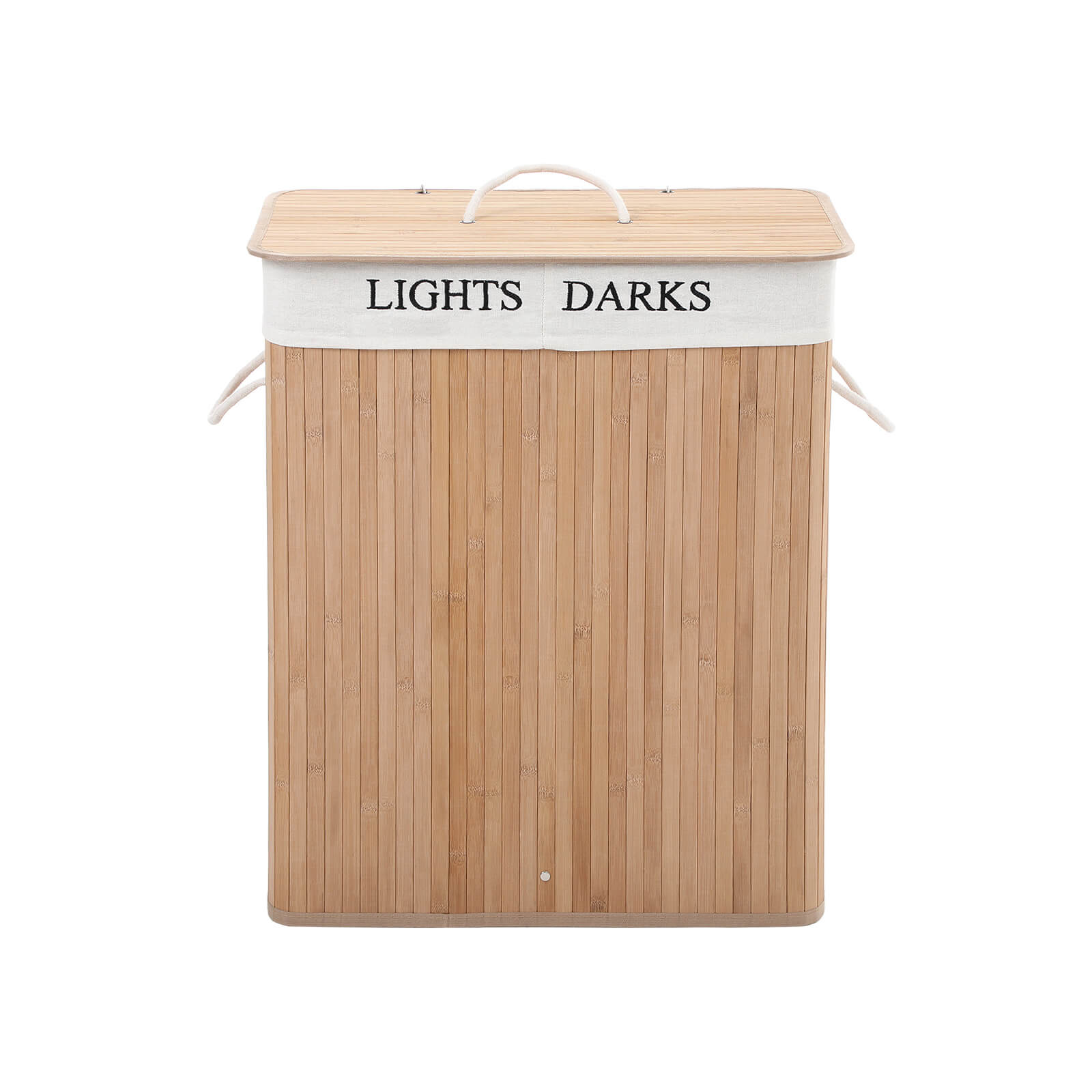 Tvättkorg - Bambu tvättkorg - 100 L - 2 fack - brunt