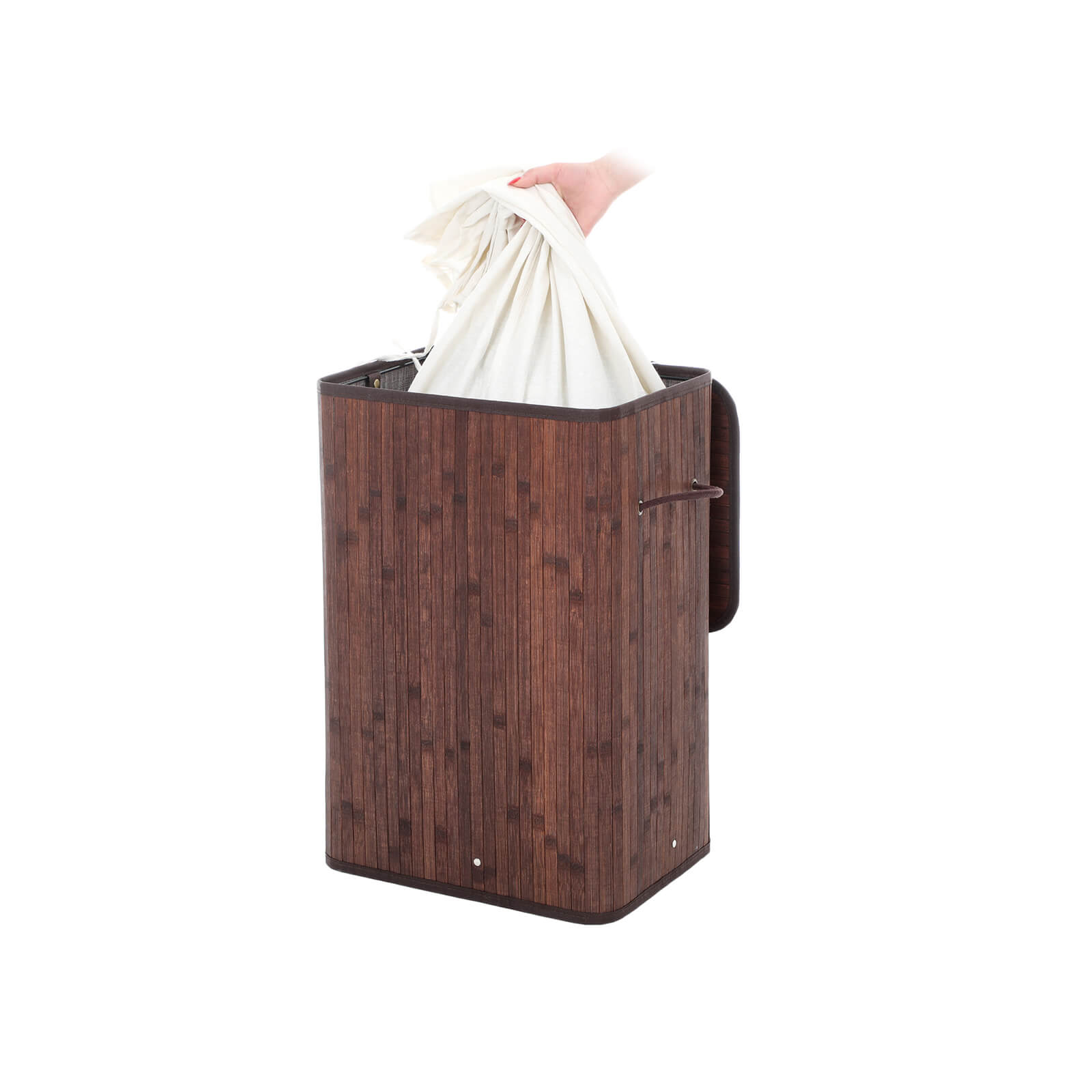 Tvättkorg - bambu - 72 l - brun