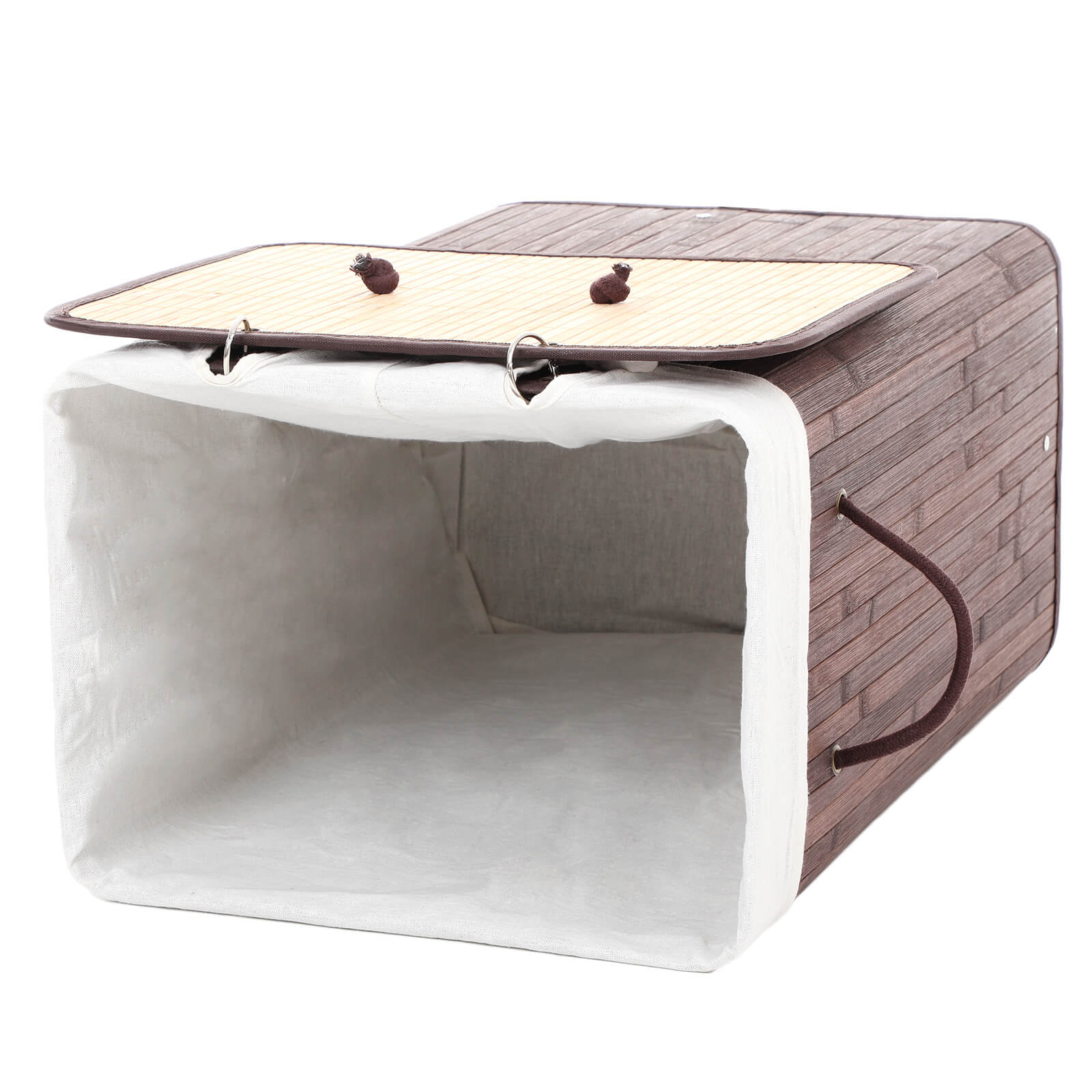 Tvättkorg - bambu - 72 l - brun