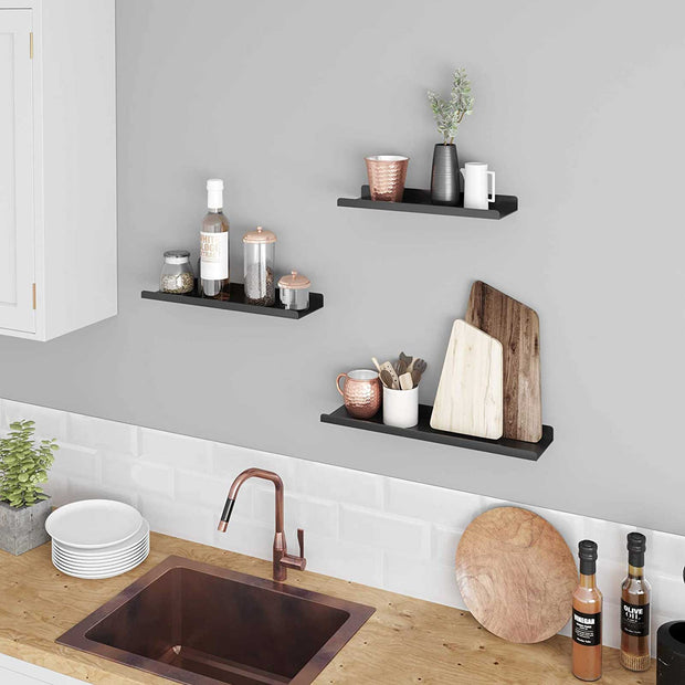 Väggställ – Set om 3 – Pulverlackerat stål – Svart