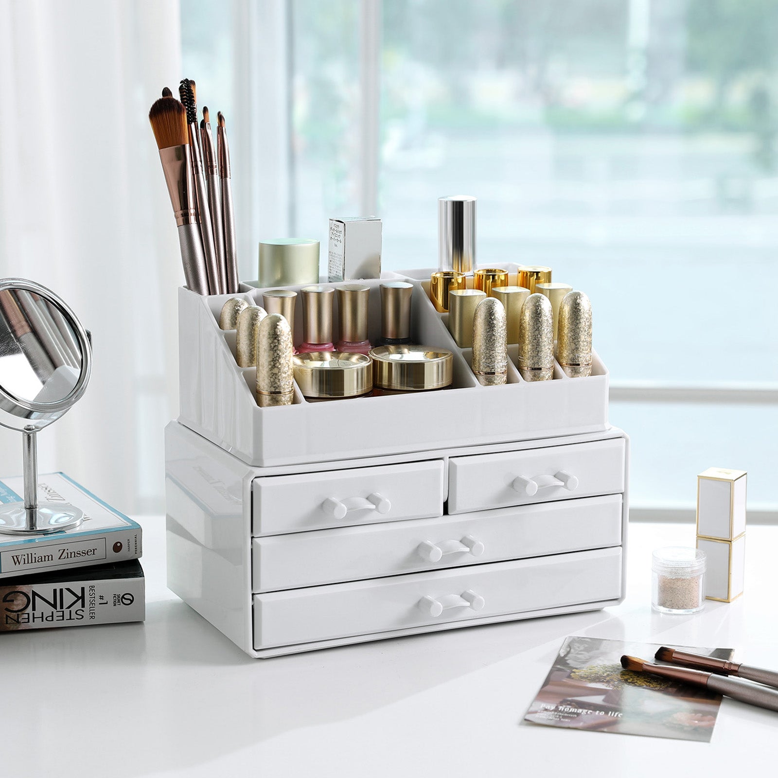 Makeup organizer – vattentät och funktionell – vit