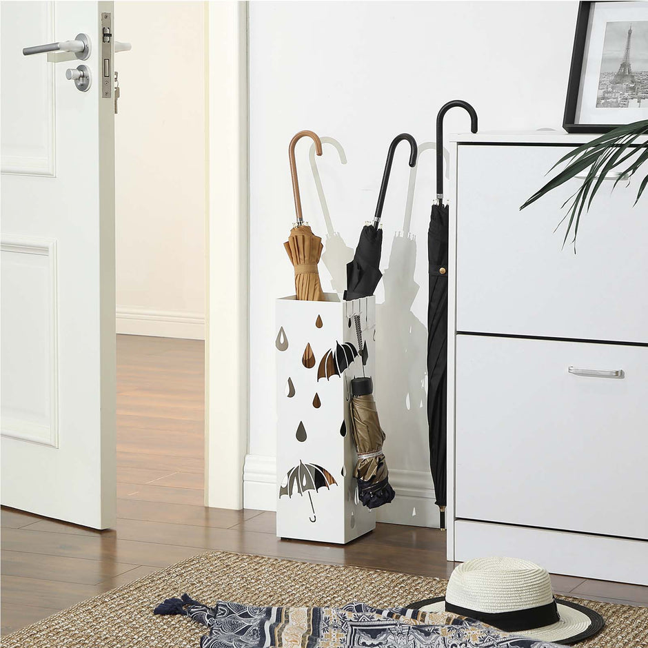 Paraplyställ – Metallhållare – Elegant design – Vit