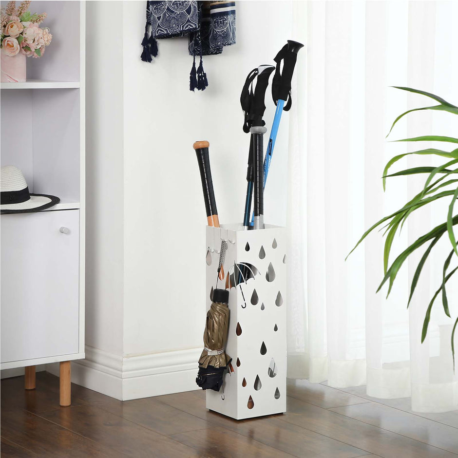 Paraplyställ – Metallhållare – Elegant design – Vit