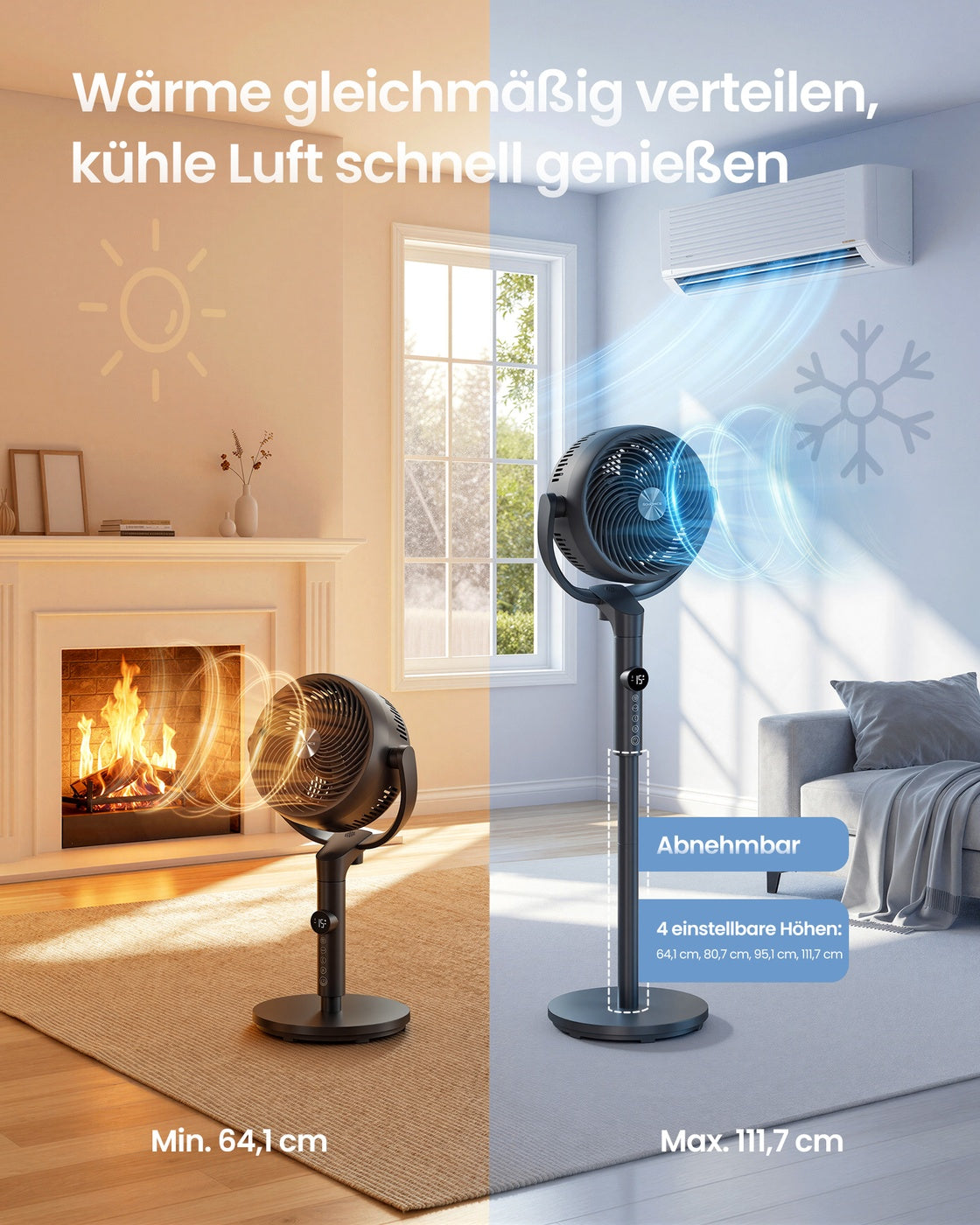 Ventilator - 23,8 x 35,4 x 111,7 cm - stille werking (20 dB) - inktzwart - 5,1 kg