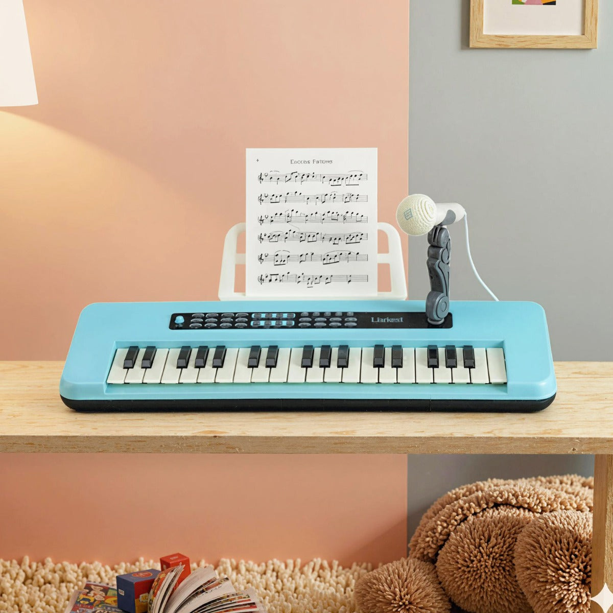 tangent – elektronisk piano med mikrofon och notställ avtagbar ben – 37 – Blå