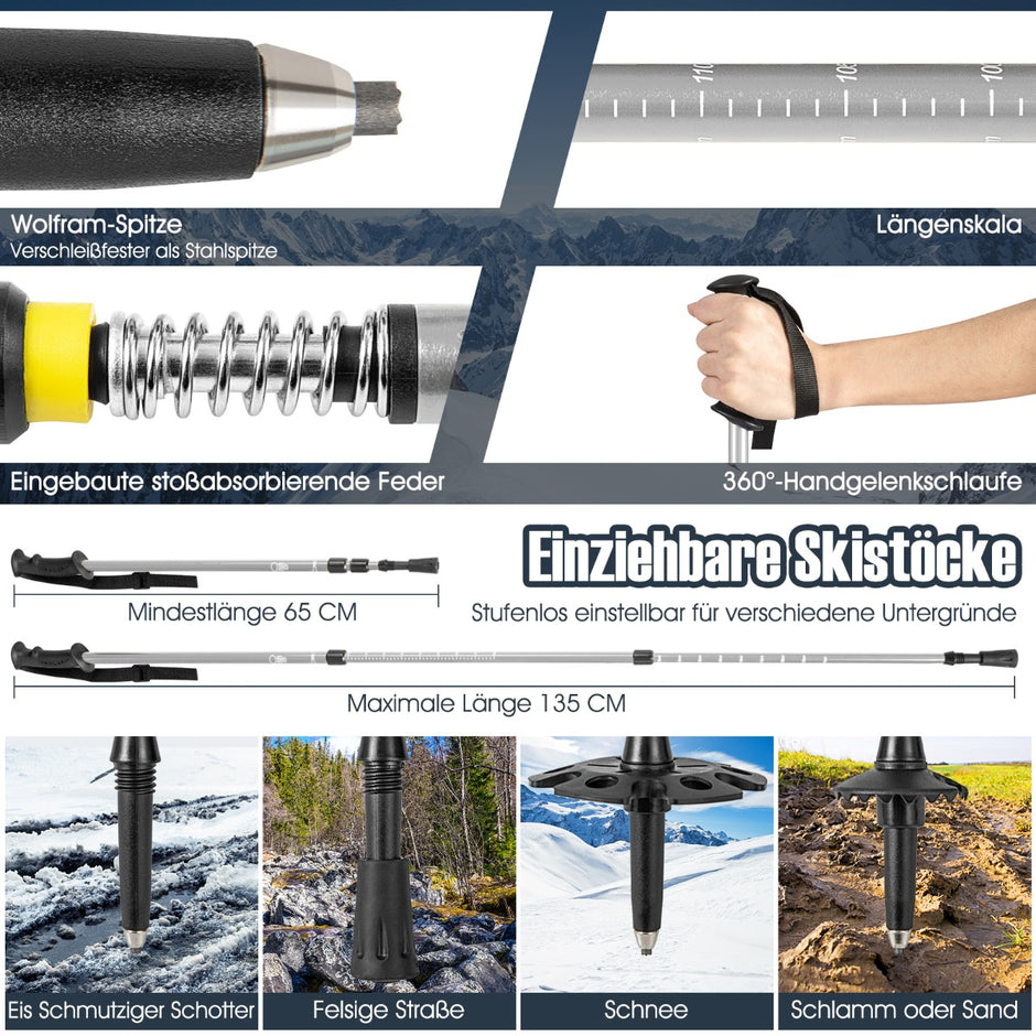 Mångsidigt – snöskoset ergonomiska snöskor med dubbel spännsystem i – 63 cm – Silver
