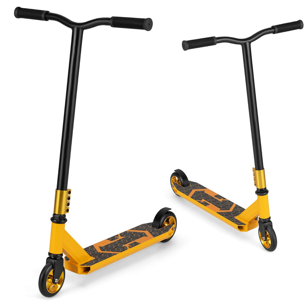 Stunt – Scooter med styrning och PU hjul aluminiumplatta – 360 – Gul