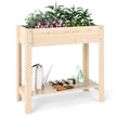 Höjdodling – med avlastning Förhöjd trädgårdsbädd i trä Planteringslåda dränering – 81 x 37 x 77 cm – Natur